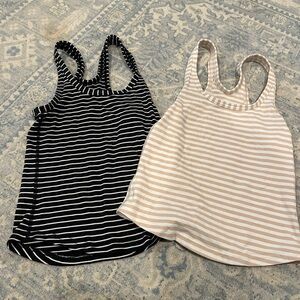 Lululemon Lot Bundle 2 Striped Tops Black & Pink 4